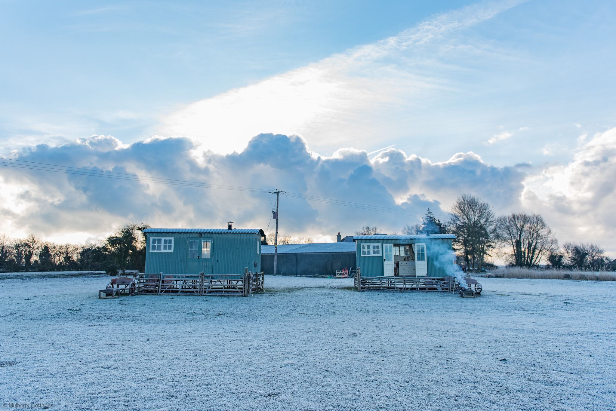 Outside Huts Front View
